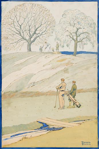 EDWARD PENFIELD (1866-1925) A Golfing Scene in Spring. [GOLF]